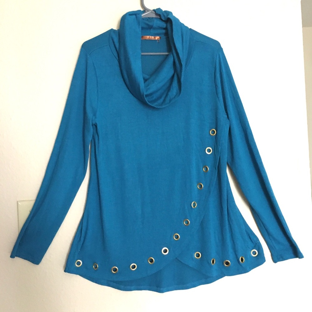 Women’s top , cowl neck, wrap front , long sleeves